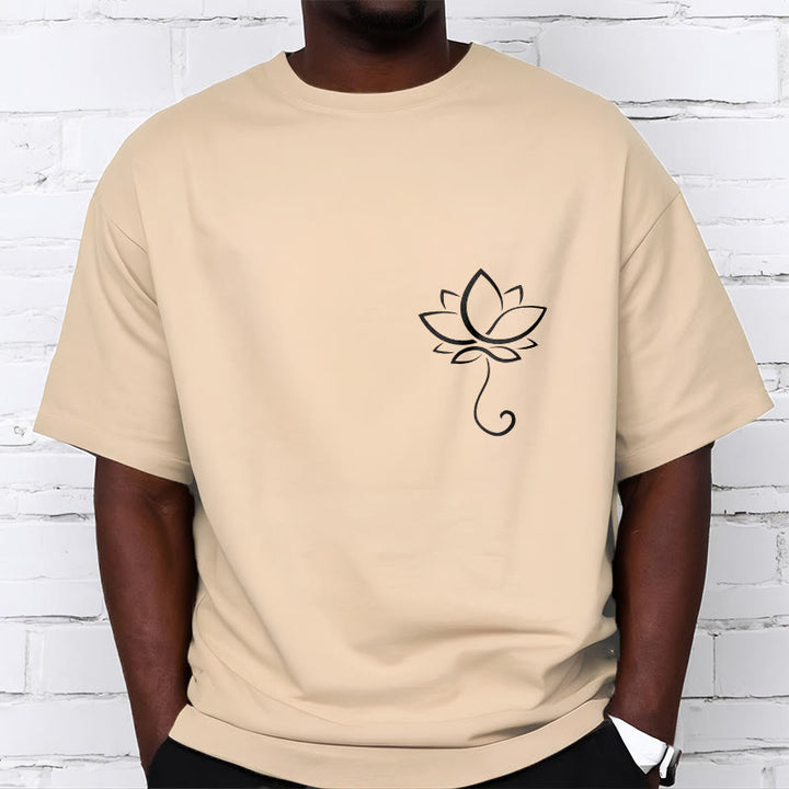 Buddha Stones Casual Plain Lotus Flower Pattern Tee T-shirt - image 12