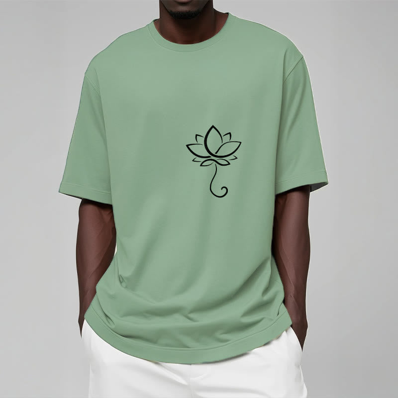 Buddha Stones Casual Plain Lotus Flower Pattern Tee T-shirt - image 16