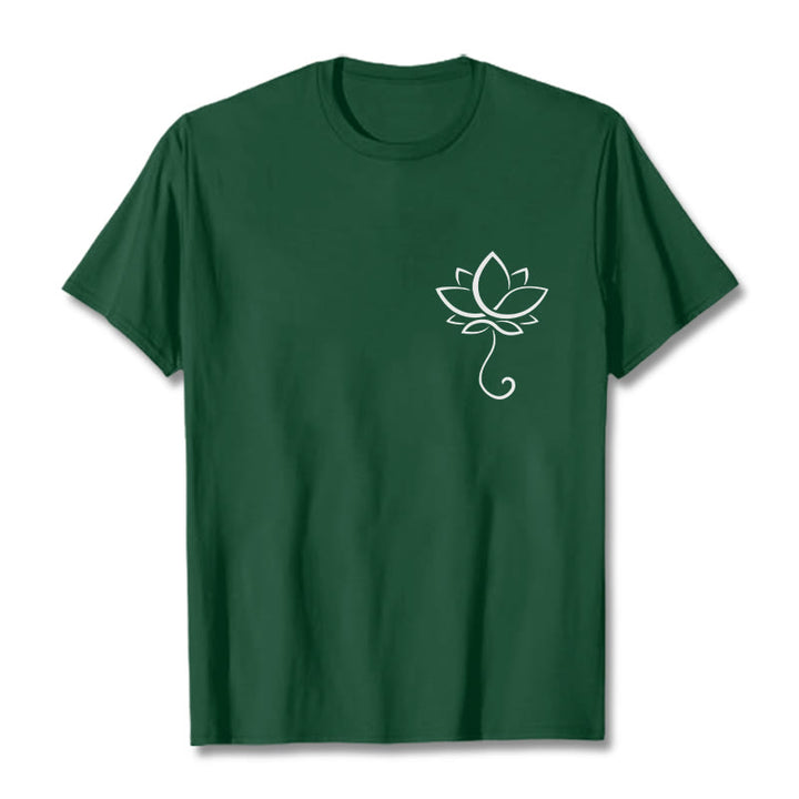 Buddha Stones Casual Plain Lotus Flower Pattern Tee T-shirt - ForestGreen - 2XL - image 1
