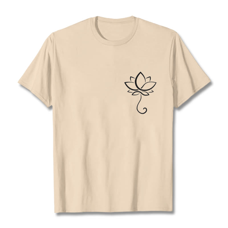 Buddha Stones Casual Plain Lotus Flower Pattern Tee T-shirt - Bisque - 2XL - image 11