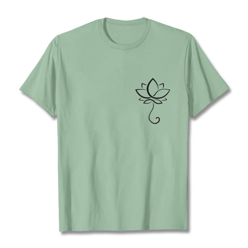 Buddha Stones Casual Plain Lotus Flower Pattern Tee T-shirt - PaleGreen - 2XL - image 15