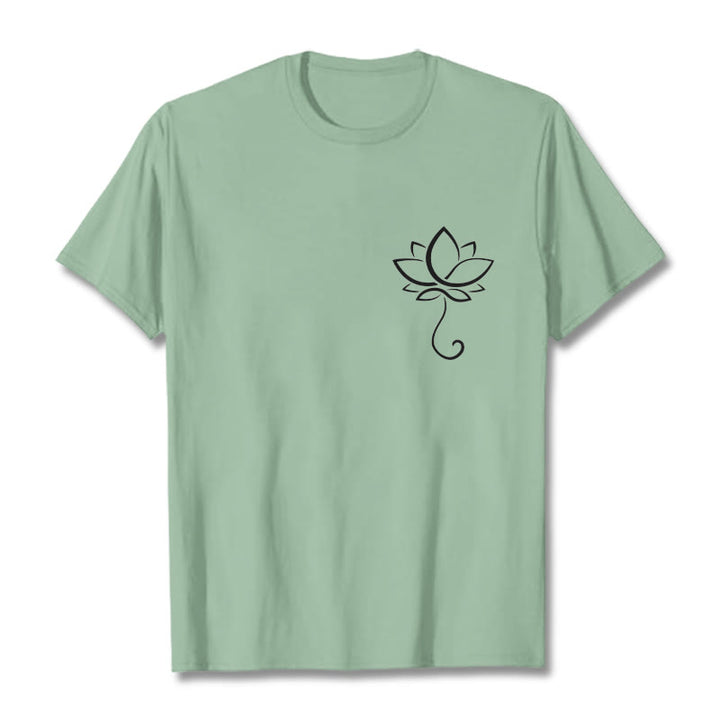 Buddha Stones Casual Plain Lotus Flower Pattern Tee T-shirt - PaleGreen - 2XL - image 15