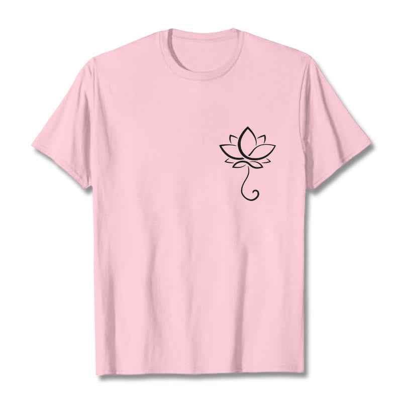 Buddha Stones Casual Plain Lotus Flower Pattern Tee T-shirt - LightPink - 2XL - image 13