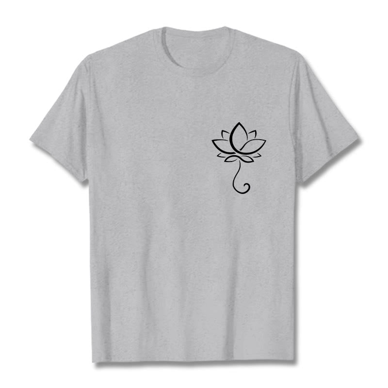 Buddha Stones Casual Plain Lotus Flower Pattern Tee T-shirt - LightGrey - 2XL - image 20