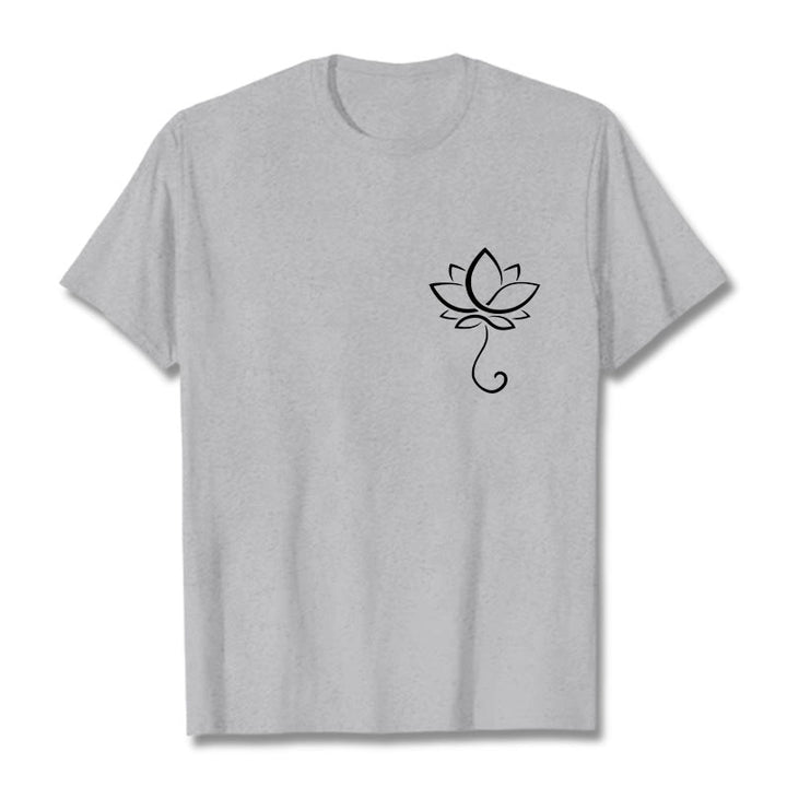Buddha Stones Casual Plain Lotus Flower Pattern Tee T-shirt - LightGrey - 2XL - image 20