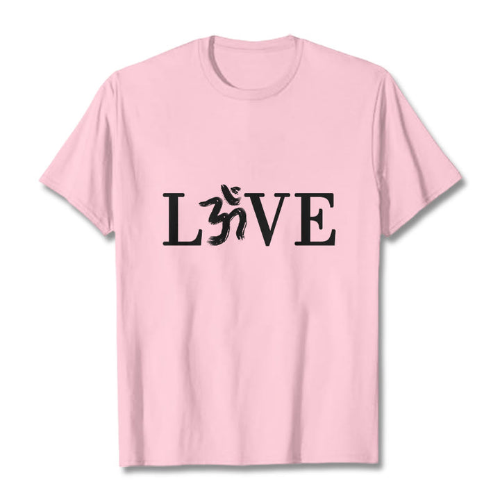 Buddha Stones Casual Om Symbol Sanskrit Cotton Tee T-shirt - LightPink - 2XL - image 14