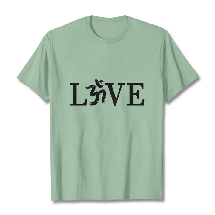 Buddha Stones Casual Om Symbol Sanskrit Cotton Tee T-shirt - PaleGreen - 2XL - image 16