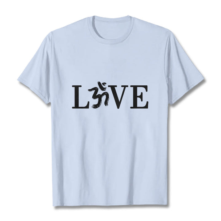 Buddha Stones Casual Om Symbol Sanskrit Cotton Tee T-shirt - LightCyan - 2XL - image 1