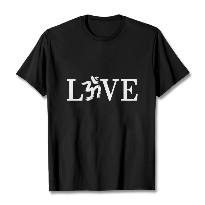 Buddha Stones Casual Om Symbol Sanskrit Cotton Tee T-shirt - Black - 2XL - image 3