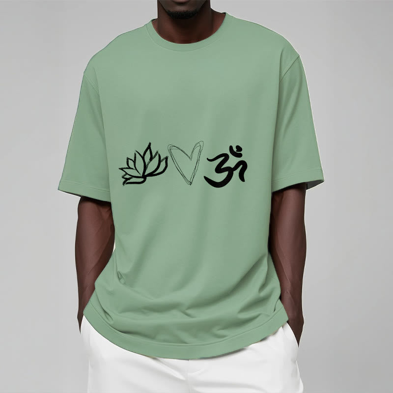 Buddha Stones Casual Lotus Heart Pattern Om Symbol Sanskrit Cotton Tee T-shirt - image 16