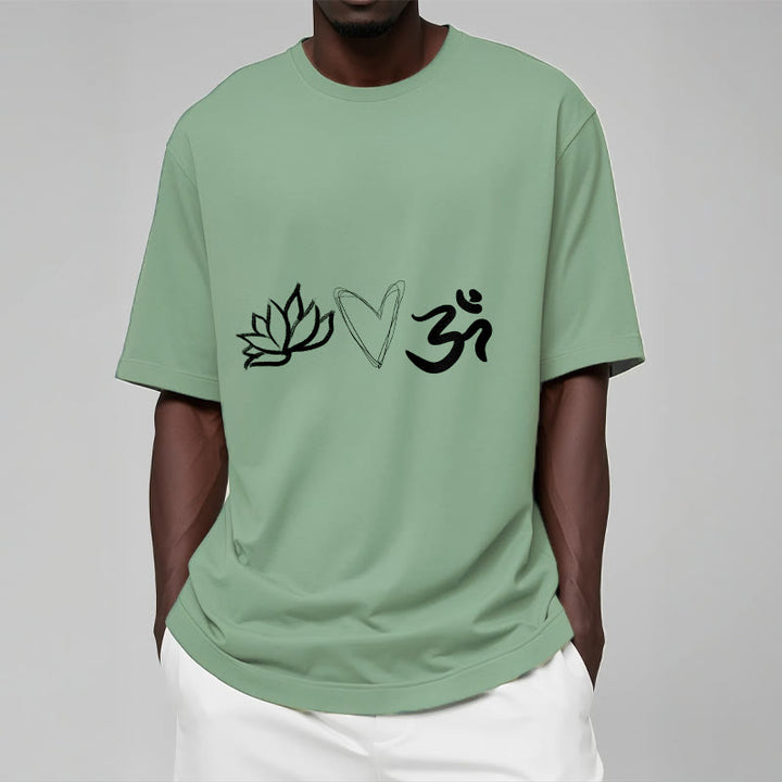 Buddha Stones Casual Lotus Heart Pattern Om Symbol Sanskrit Cotton Tee T-shirt - image 16