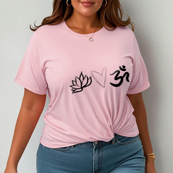 Buddha Stones Casual Lotus Heart Pattern Om Symbol Sanskrit Cotton Tee T-shirt - image 14