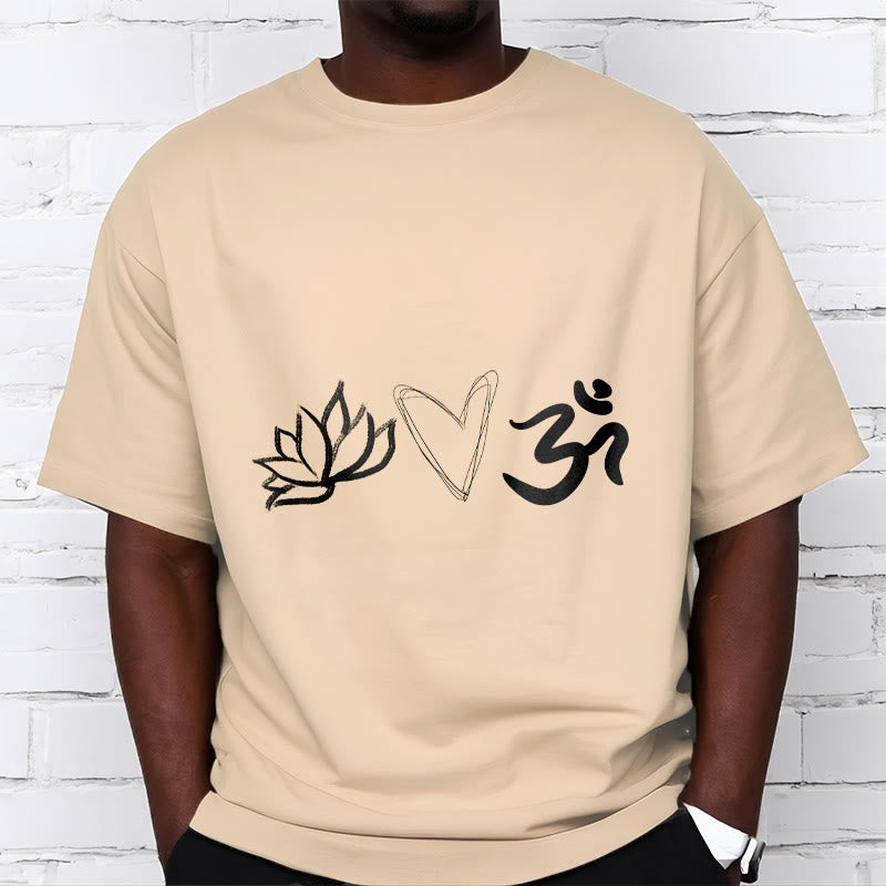 Buddha Stones Casual Lotus Heart Pattern Om Symbol Sanskrit Cotton Tee T-shirt - image 12