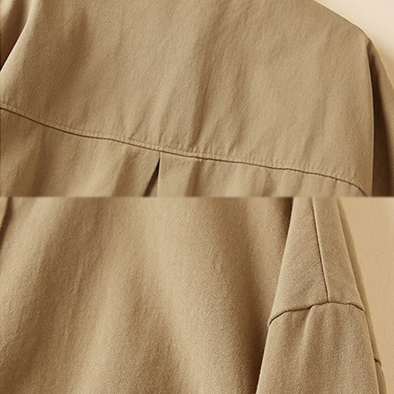 Buddha Stones Fall Irregular Design Long Sleeve Women's Cotton Linen Lapel Jacket With Pockets - image 7