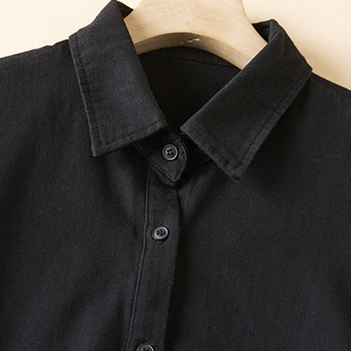 Buddha Stones Fall Irregular Design Long Sleeve Women's Cotton Linen Lapel Jacket With Pockets - image 12