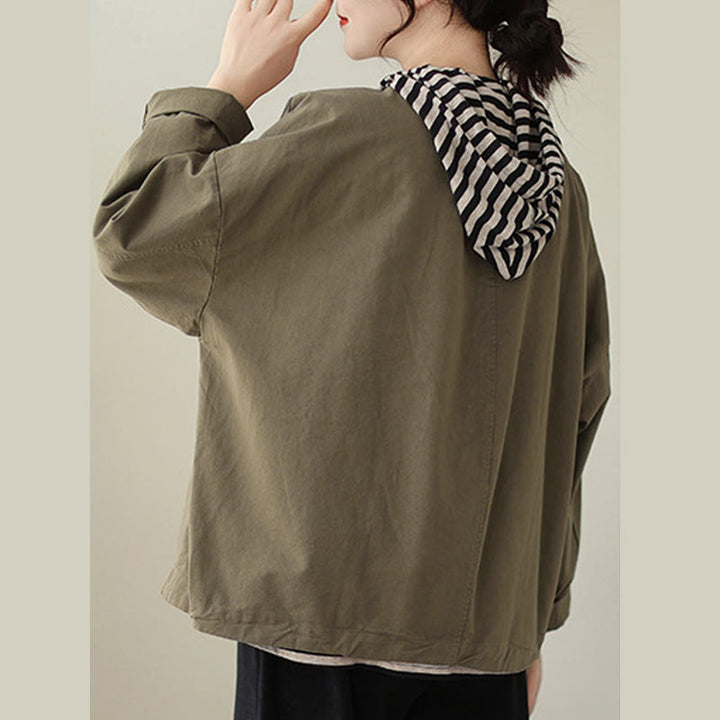 Buddha Stones Spring Plain Asymmetry Design Long Sleeve Women's Cotton Linen Jacket With Pockets - image 13