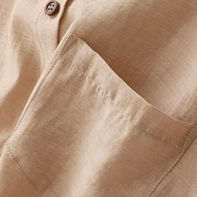 Buddha Stones 2Pcs Short Sleeve Shirt 7-8 Length Skirt With Pockets Cotton Linen Women's Set - image 18