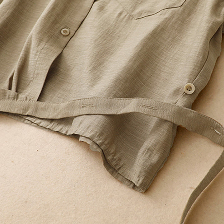 Buddha Stones 2Pcs Short Sleeve Shirt 7-8 Length Skirt With Pockets Cotton Linen Women's Set - image 7