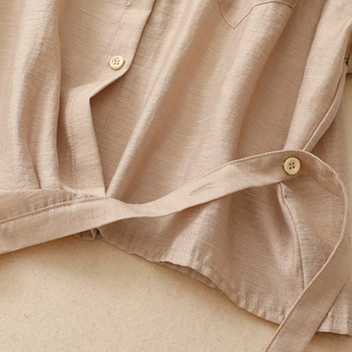 Buddha Stones 2Pcs Short Sleeve Shirt 7-8 Length Skirt With Pockets Cotton Linen Women's Set - image 20