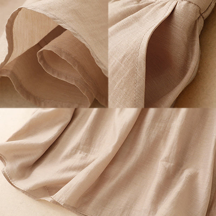 Buddha Stones 2Pcs Short Sleeve Shirt 7-8 Length Skirt With Pockets Cotton Linen Women's Set - image 23