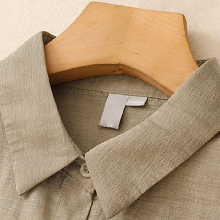 Buddha Stones 2Pcs Short Sleeve Shirt 7-8 Length Skirt With Pockets Cotton Linen Women's Set - image 4