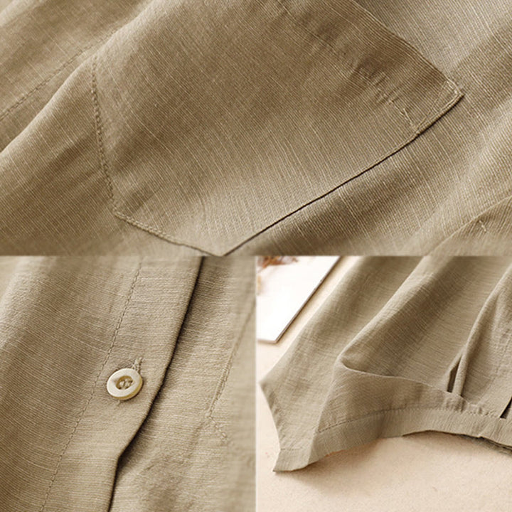 Buddha Stones 2Pcs Short Sleeve Shirt 7-8 Length Skirt With Pockets Cotton Linen Women's Set - image 12