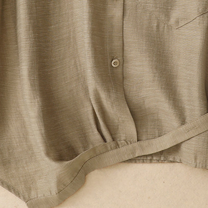 Buddha Stones 2Pcs Short Sleeve Shirt 7-8 Length Skirt With Pockets Cotton Linen Women's Set - image 6