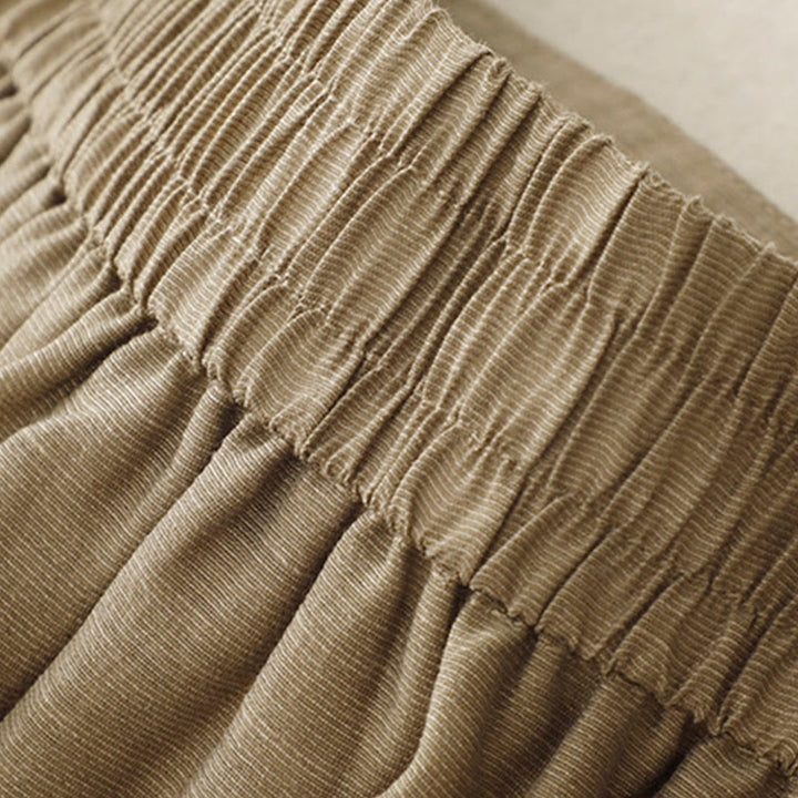 Buddha Stones 2Pcs Short Sleeve Shirt 7-8 Length Skirt With Pockets Cotton Linen Women's Set - image 10