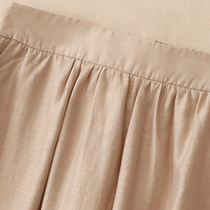 Buddha Stones 2Pcs Short Sleeve Shirt 7-8 Length Skirt With Pockets Cotton Linen Women's Set - image 22