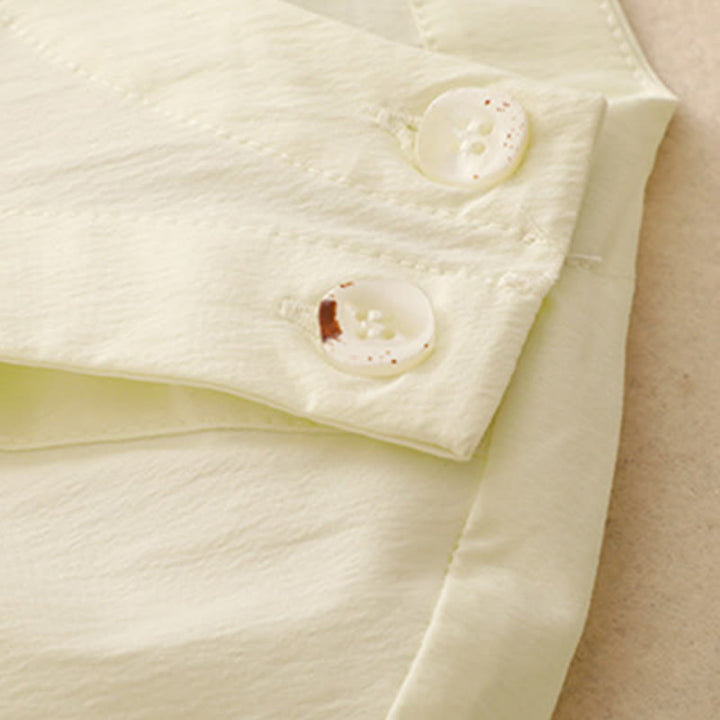 Buddha Stones 2pcs Irregular Button Half Sleeve Shirt Skirt With Pockets Cotton Clothing Women's Set - image 26