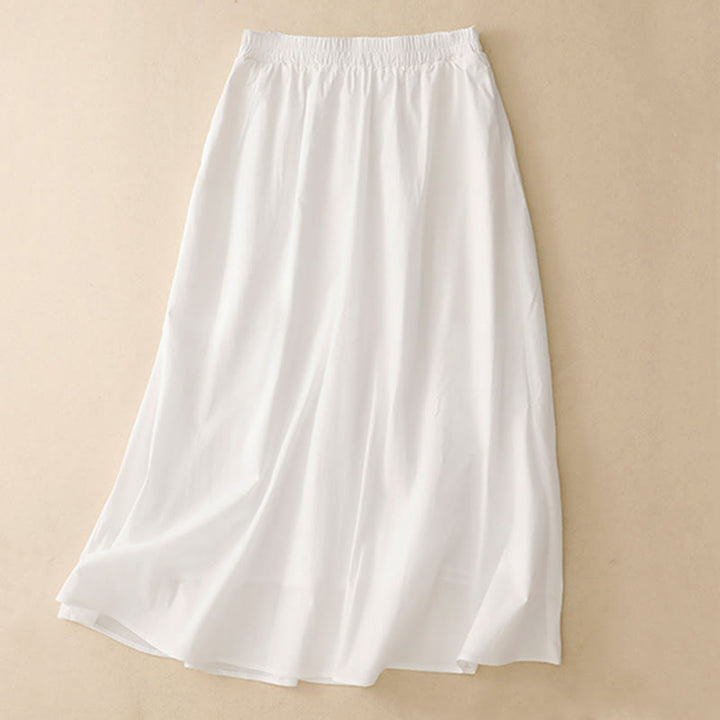 Buddha Stones 2pcs Irregular Button Half Sleeve Shirt Skirt With Pockets Cotton Clothing Women's Set - image 18