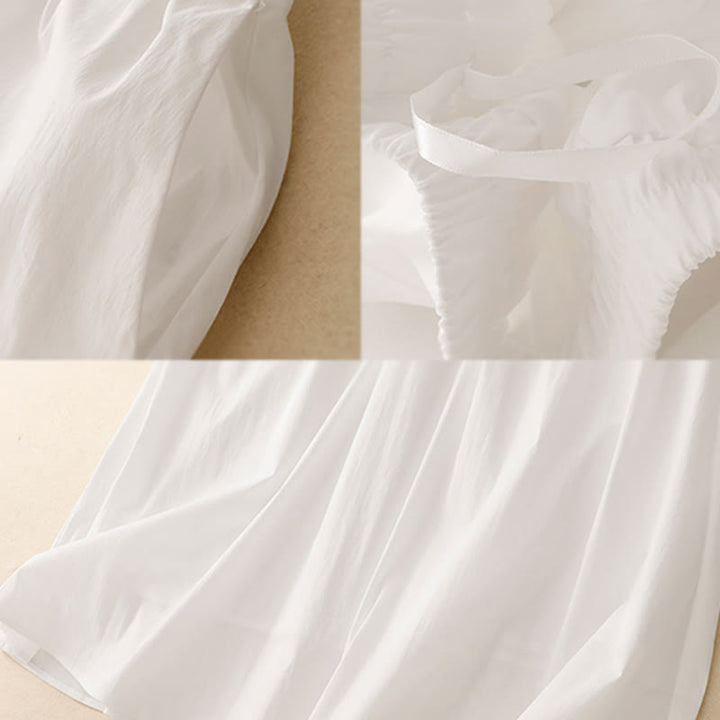 Buddha Stones 2pcs Irregular Button Half Sleeve Shirt Skirt With Pockets Cotton Clothing Women's Set - image 21