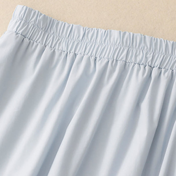 Buddha Stones 2pcs Irregular Button Half Sleeve Shirt Skirt With Pockets Cotton Clothing Women's Set - image 10