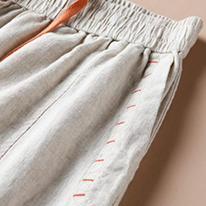 Buddha Stones Casual Cotton Slit Hem Women's 7-8 Length Wide Leg Pants With Pockets - image 3