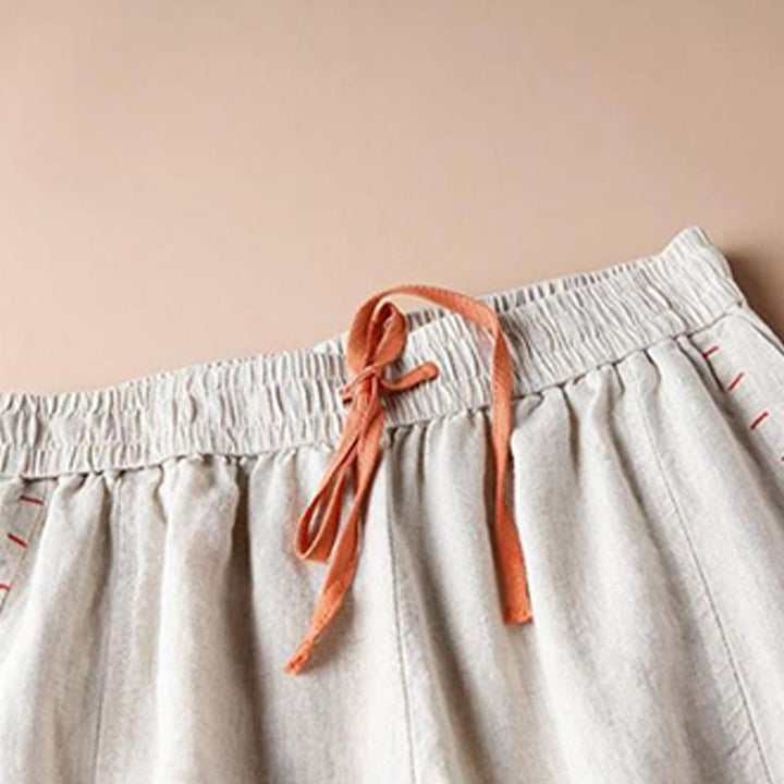 Buddha Stones Casual Cotton Slit Hem Women's 7-8 Length Wide Leg Pants With Pockets - image 2