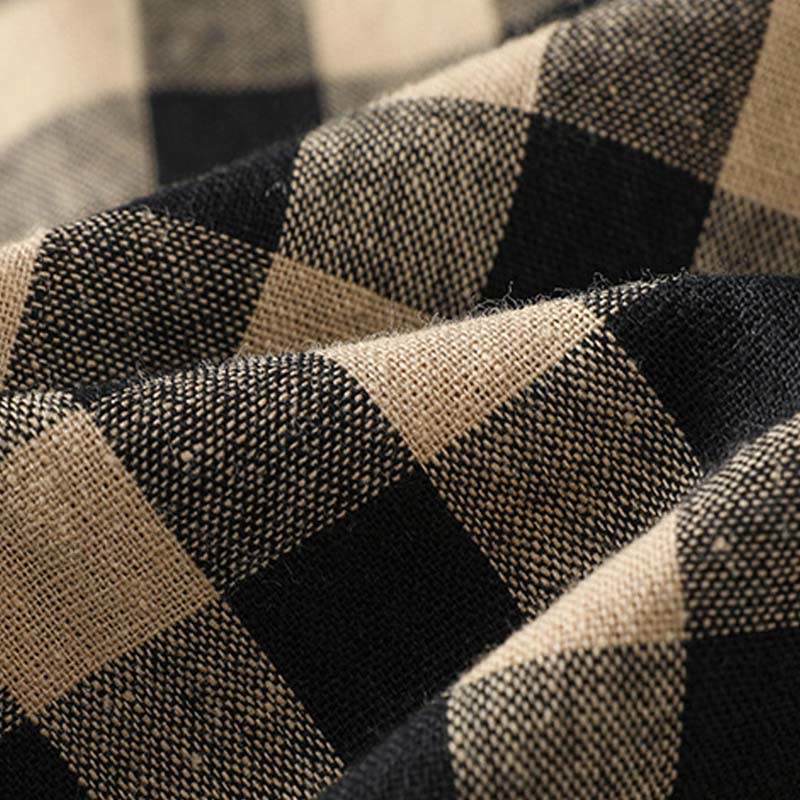 Buddha Stones Casual Cotton Stitching Grid Women's 7-8 Length Wide Leg Pants With Pockets - image 7