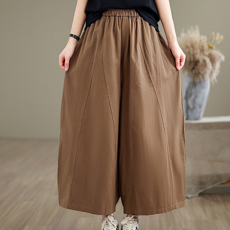 Buddha Stones Casual Plain Cotton Women's 7-8 Length Wide Leg Pants With Pockets - Peru - US8-10,UK/AU12-14,EU40-42 (2XL) - image 13