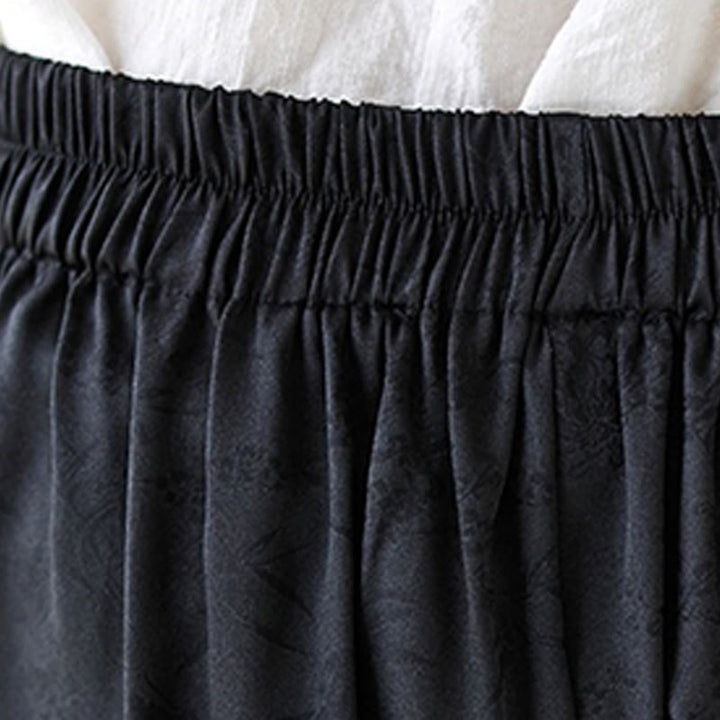 Buddha Stones Casual Jacquard Lace-up Cotton Women's Wide Leg Pants With Pockets - image 17