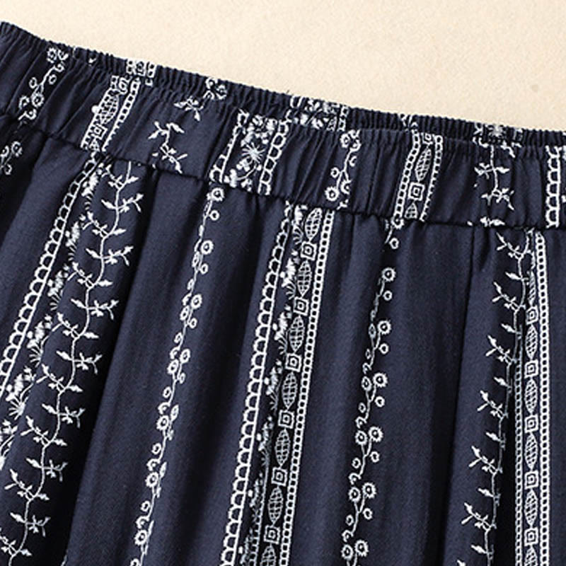 Buddha Stones Casual Vertical Printing Cotton Linen Women's Wide Leg Pants With Pockets - image 4