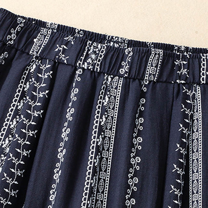 Buddha Stones Casual Vertical Printing Cotton Linen Women's Wide Leg Pants With Pockets - image 4