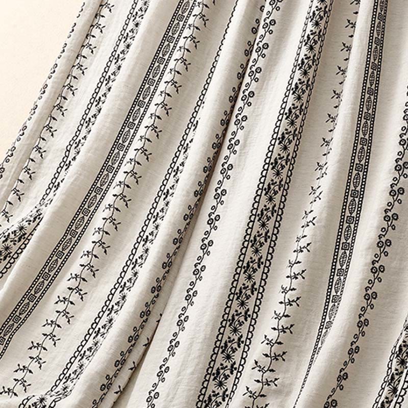 Buddha Stones Casual Vertical Printing Cotton Linen Women's Wide Leg Pants With Pockets - image 14