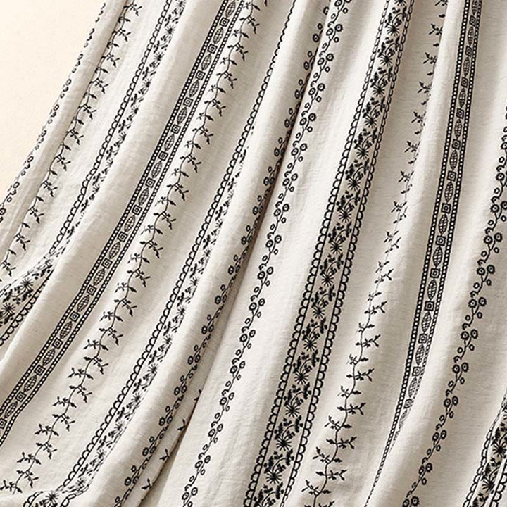 Buddha Stones Casual Vertical Printing Cotton Linen Women's Wide Leg Pants With Pockets - image 14