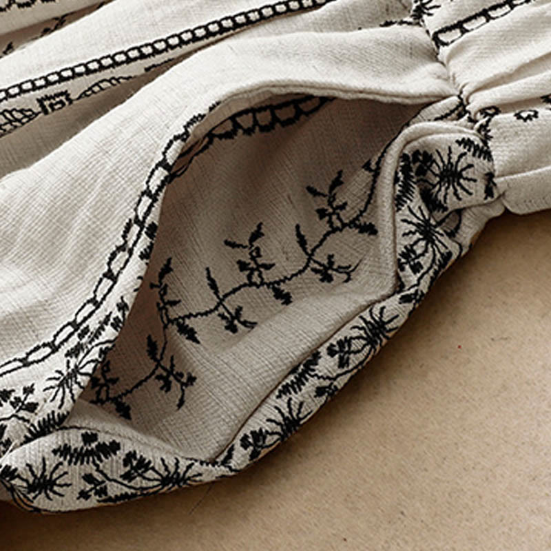 Buddha Stones Casual Vertical Printing Cotton Linen Women's Wide Leg Pants With Pockets - image 8