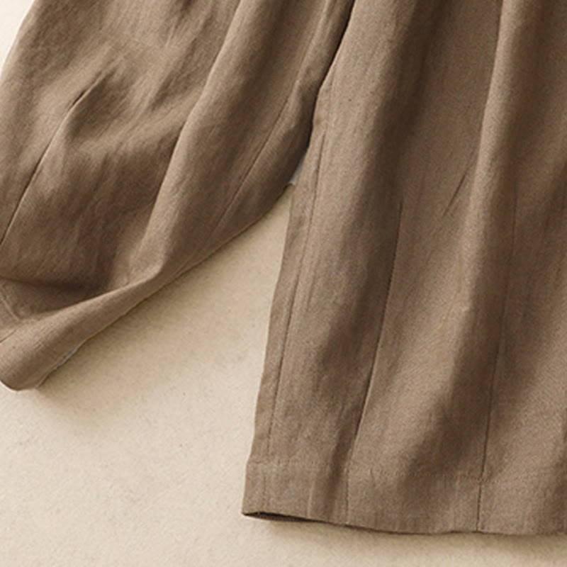 Buddha Stones Summer Plain Women's Cotton Linen Harem Pants With Pockets - image 4