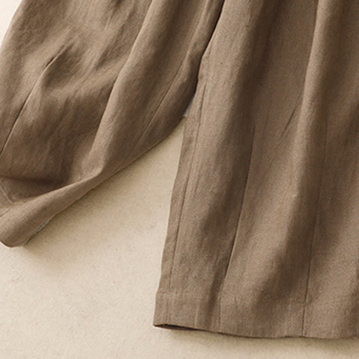 Buddha Stones Summer Plain Women's Cotton Linen Harem Pants With Pockets - image 4