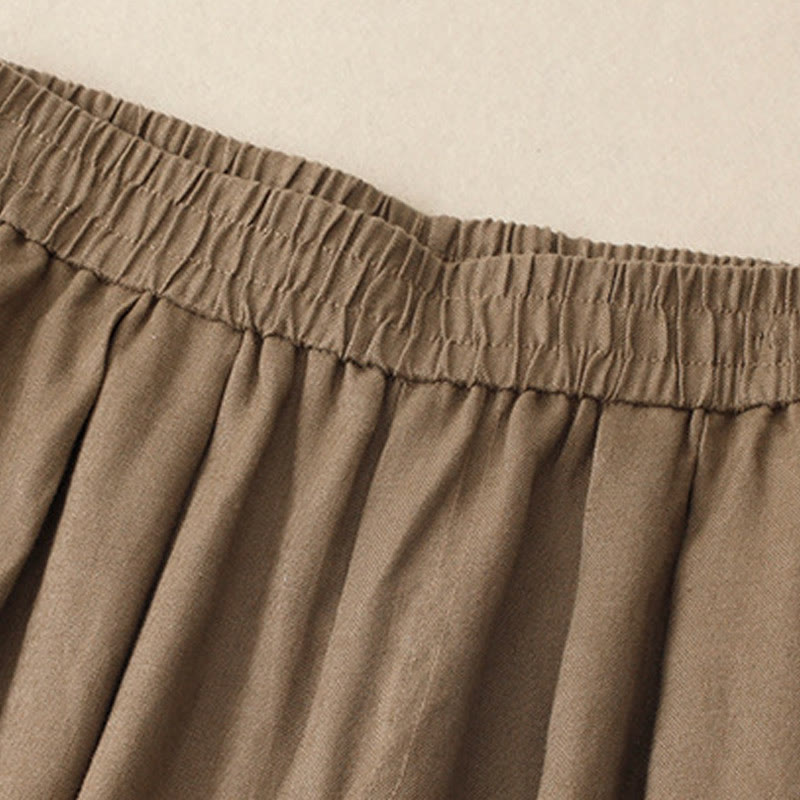 Buddha Stones Summer Plain Women's Cotton Linen Harem Pants With Pockets - image 3