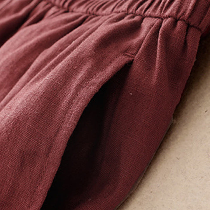 Buddha Stones Summer Plain Women's Cotton Linen Harem Pants With Pockets - image 10