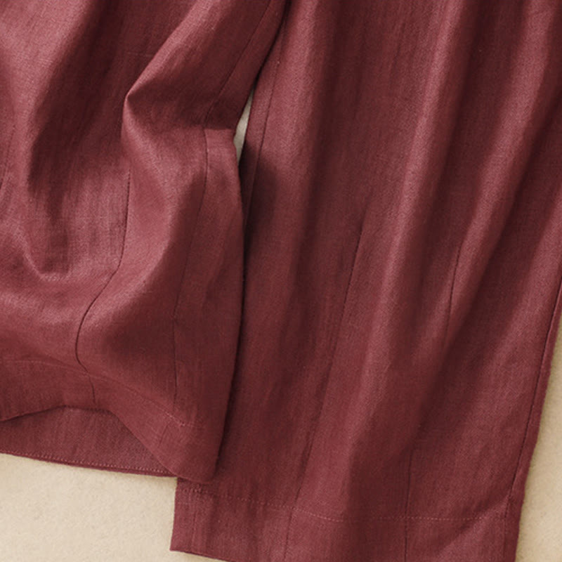 Buddha Stones Summer Plain Women's Cotton Linen Harem Pants With Pockets - image 8