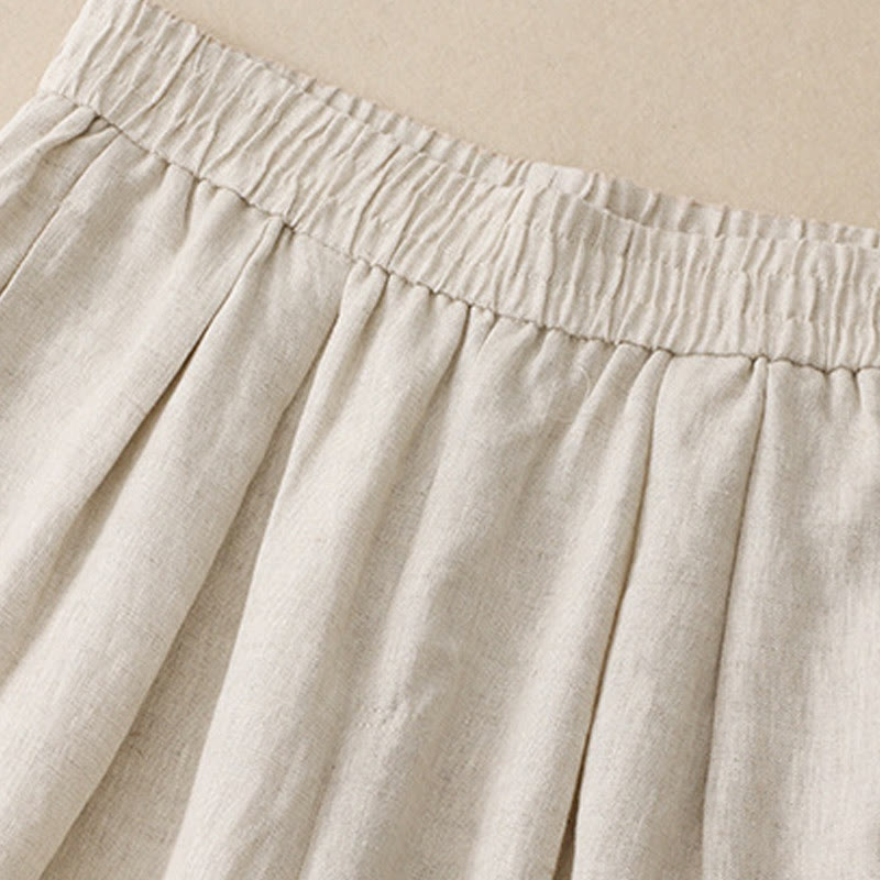 Buddha Stones Summer Plain Women's Cotton Linen Harem Pants With Pockets - image 18