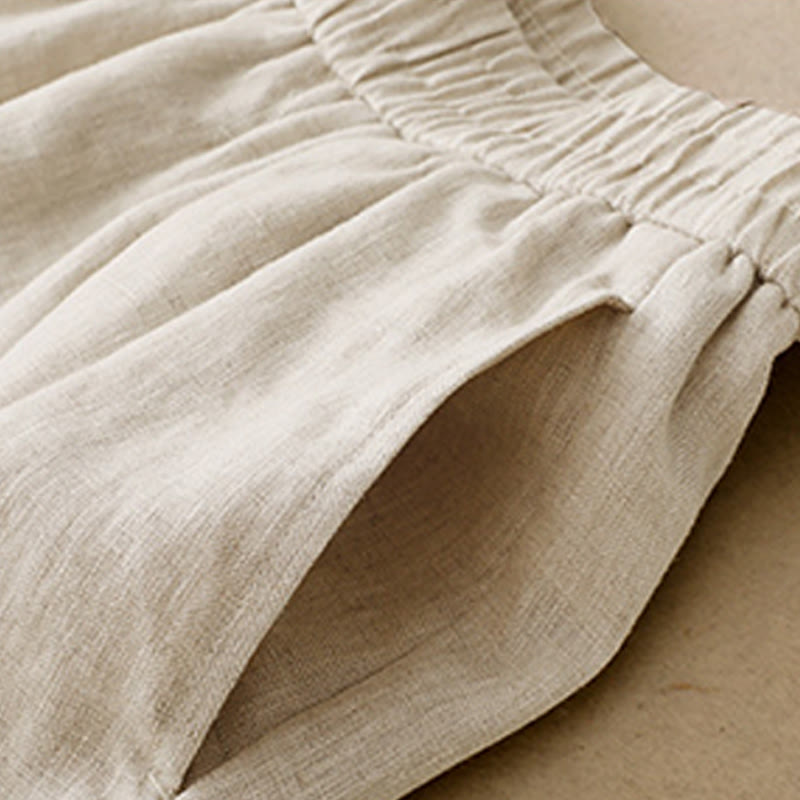 Buddha Stones Summer Plain Women's Cotton Linen Harem Pants With Pockets - image 15